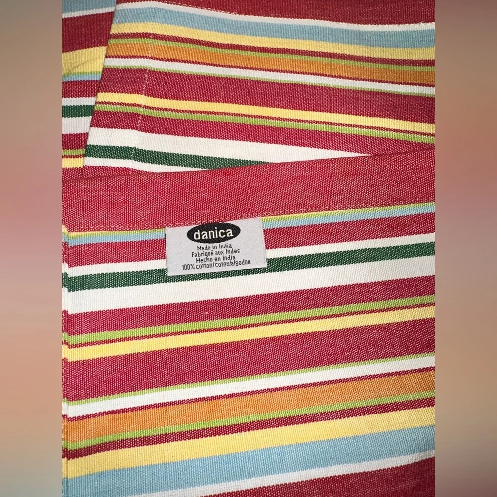 🎄Ready To Gift Danica Artisan Made In India Country Style Striped Dinner Mats.🎄